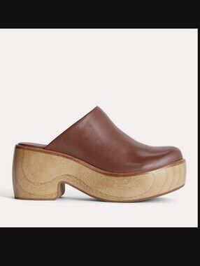 Everlane Brown Leather Platform Clogs